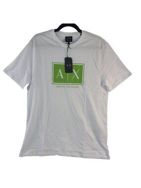 NEW Armani Exchange Men's Slim Fit T-Shirt White/Foliage Graphic Logo Size L